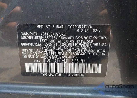 2021 Subaru Crosstrek Premium from USA, damaged, VIN JF2GTAEC8MH394970